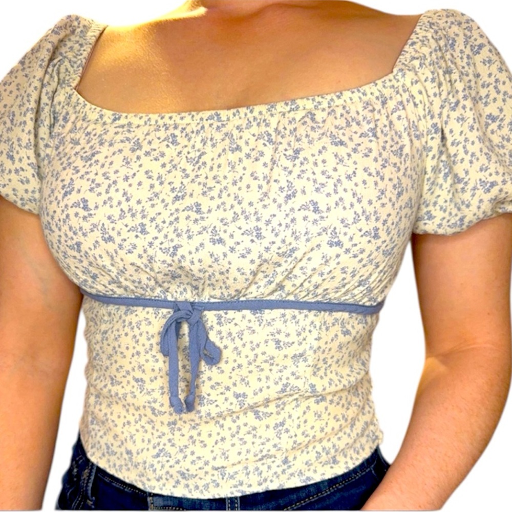 Sienna Sky Blue and Cream Floral Blouse